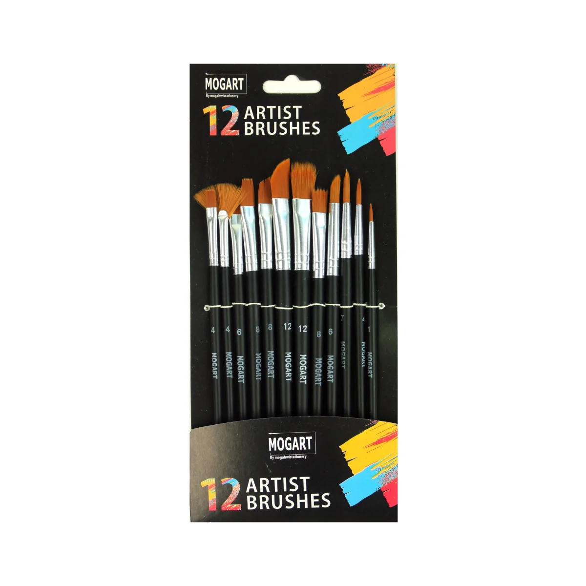 MOGART, Artist Brushes, Nylon,12pc Assorted tip Size